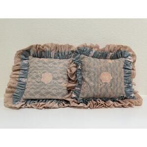Draft Listing – Pair of Vintage Cottagecore Ruffle-Lace Throw Pillows